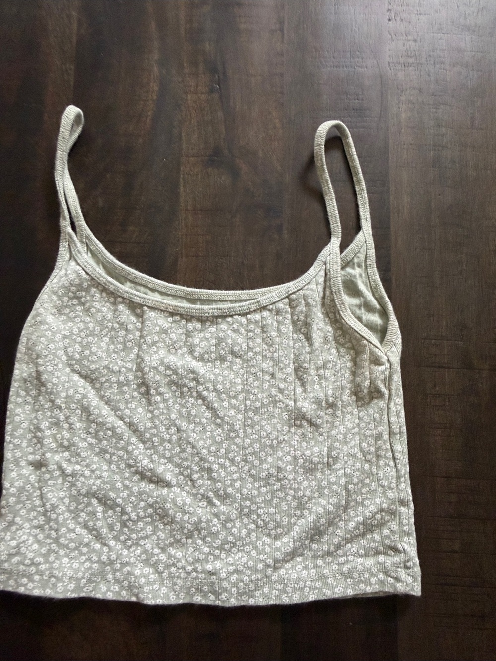 Women's Floral Print Spaghetti Strap Tank Top - Cream